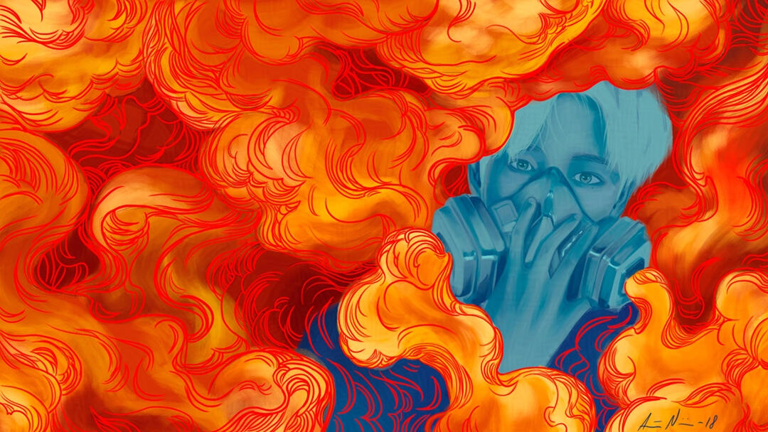 Gas mask (2018). Digital painting.