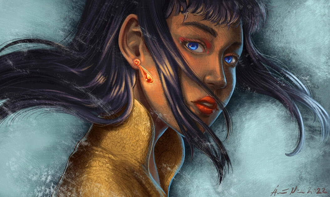 She&#39;s mad but she&#39;s magic, there&#39;s no lie in her fire (2022). Digital painting.