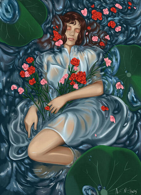 Ophelia (2025). Digital painting.